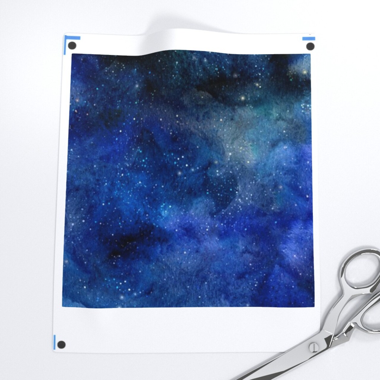 Space, Galaxy, Blue, Black, Watercolor, Night, Abstract, Painting Custom Printed Fabric by Spoonflower Various Fabrics by the Yard or Fat Quarter